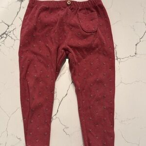 Zara Kids Burgundy Rib Cotton Leggings
